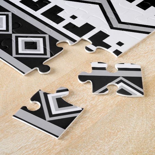 Southwest Black and White Rabbit Geometric Pattern Puzzle (Seite)