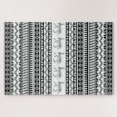 Southwest Black and White Rabbit Geometric Pattern Puzzle (Horizontal)