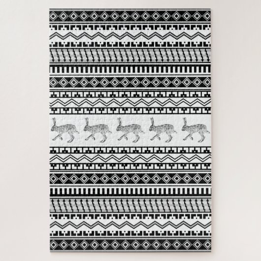 Southwest Black and White Rabbit Geometric Pattern Puzzle (Vertikal)