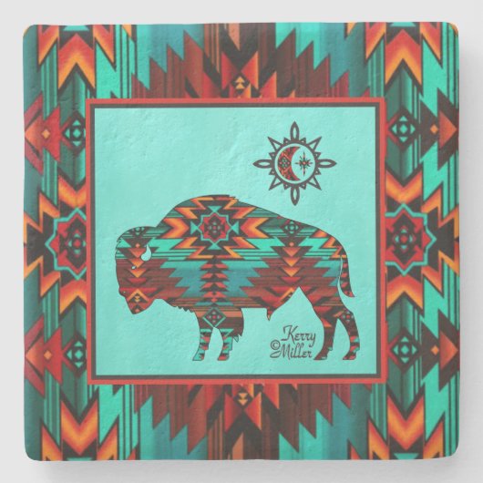 Southwest Buffalo Stone Untersetzer (Vorderseite)
