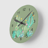Southwest Cactus Cacti Watercolor Pretty Succulent Runde Wanduhr (Winkel)