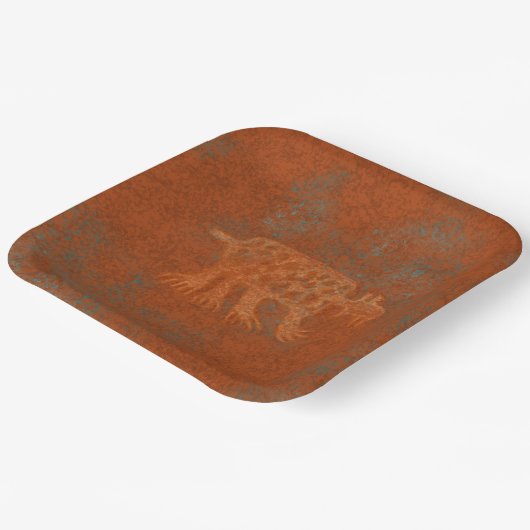 Southwest Canyons Bobcat Petroglyph Designpapier P Pappteller (Gewinkelt)