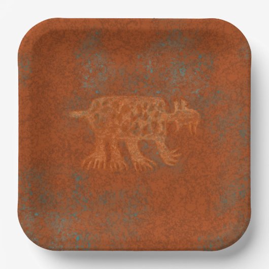 Southwest Canyons Bobcat Petroglyph Designpapier P Pappteller (Vorderseite)