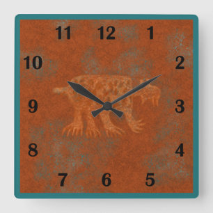 Southwest-Canyons Bobcat-Petroglyphen Regulärer St Quadratische Wanduhr