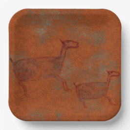 Southwest Canyons Deer Petroglyph Designpapier P Pappteller