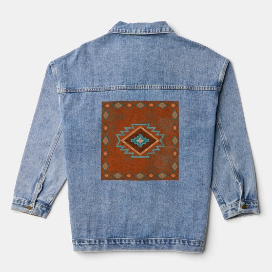 Southwest Canyons Geometric Diamond Design Jeansjacke (Rückseite)