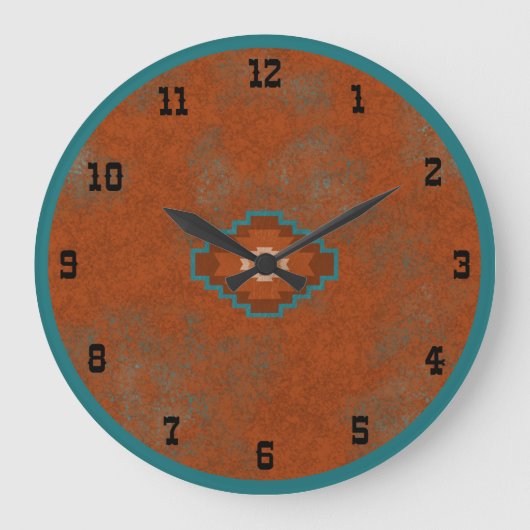 Southwest Canyons Geometric Mesa Old West Große Wanduhr (Vorderseite)