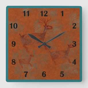 Southwest-Canyons-Hirsch-Petroglyphen Regulärer St Quadratische Wanduhr