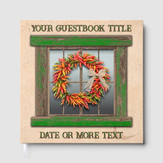 Southwest Chile Pepper Wreath Window Personalized Gästebuch (Vorderseite)