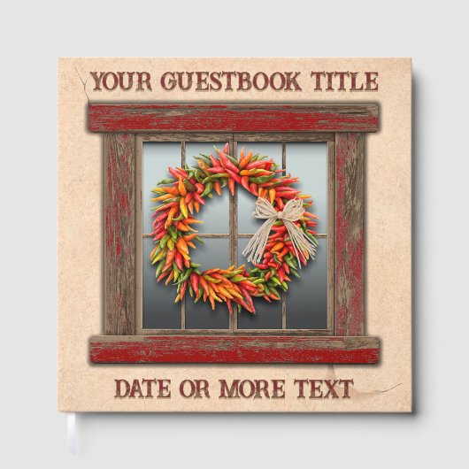 Southwest Chile Pepper Wreath Window Personalized Gästebuch (Vorderseite)
