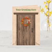 Southwest Chile Ristra Wreath on Rustic Wood Door Karte (Gelbe Blume)