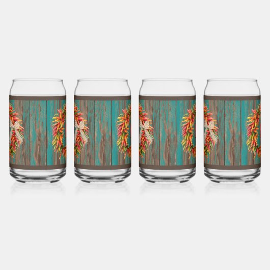 Southwest Chile Ristra Wreath on Wood Personalized Dosenglas (Links)