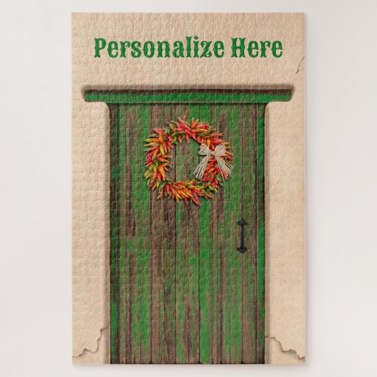 Southwest Chile Ristra Wreath Weathered Wood Door Puzzle (Vertikal)