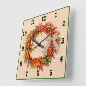 Southwest Chile Ristra Wreath Western Style Number Quadratische Wanduhr (Winkel)