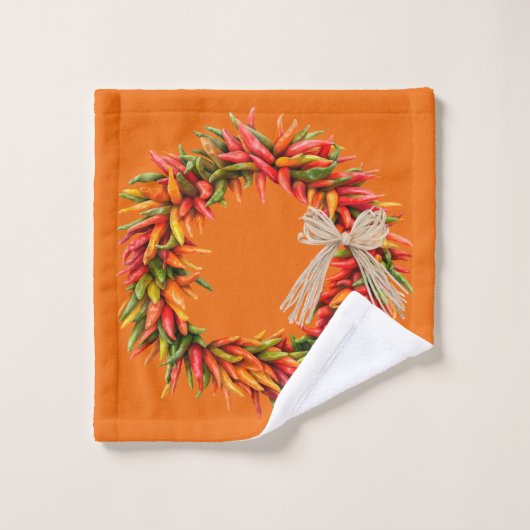 Southwest Chile Wreaths and Peppers Customizeable  Badhandtuch Set (Waschlappen)