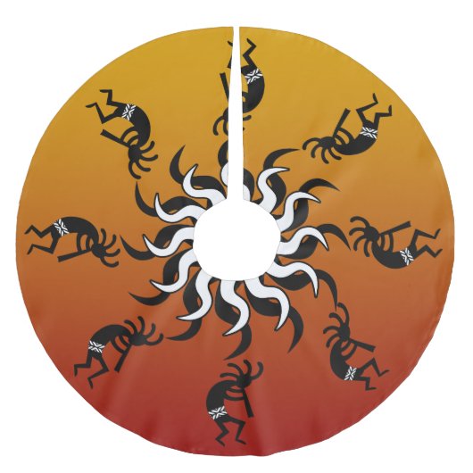 Southwest Christmas Dancing Kokopelli Polyester Weihnachtsbaumdecke (Vorderseite)