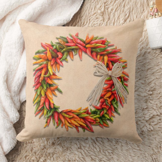 Southwest Colorful Chile Pepper Ristra Wreath  Kissen (Decke)