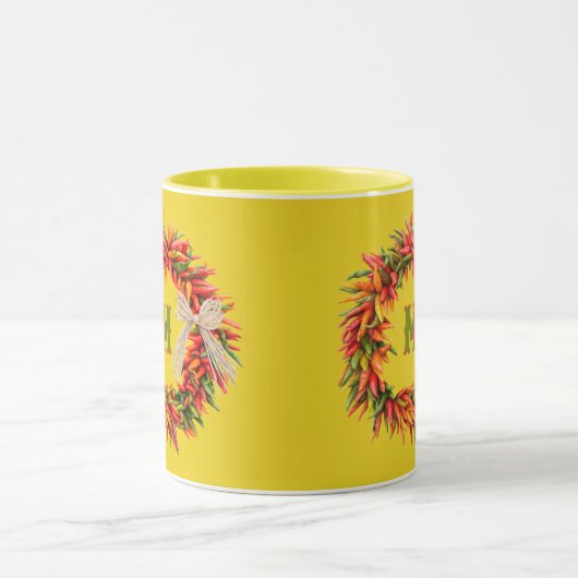 Southwest Colorful Chile Wreath Personalized Tasse (Zentrum)