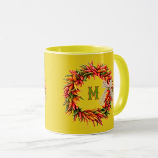 Southwest Colorful Chile Wreath Personalized Tasse (VorderseiteRechts)