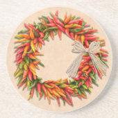Southwest Colorful Festive Chile Ristra Wreath Getränkeuntersetzer (Vorne)