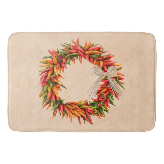 Southwest Colorful Rustic Chile Ristra Wreath Badematte (Vorderseite)