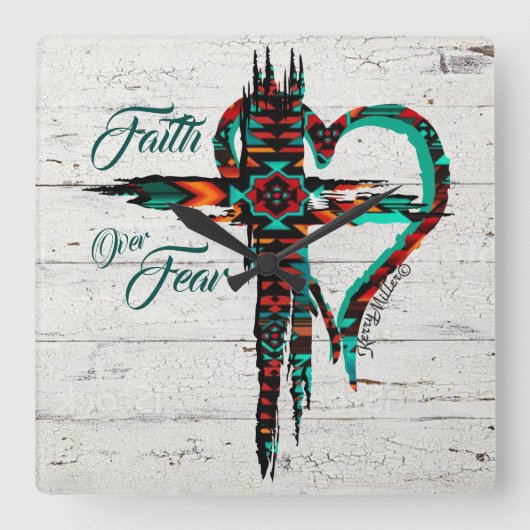 Southwest Cross Square Wall Clock Quadratische Wanduhr (Vorderseite)