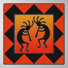 Southwest Dancing Kokopelli Design Poster
