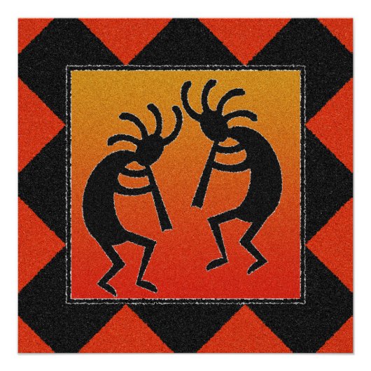 Southwest Dancing Kokopelli Design Poster (Vorderseite)
