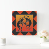 Southwest Dancing Kokopelli Design Quadratische Wanduhr (Zuhause)