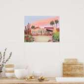 Southwest Desert Cactus Adobe House Poster (Küche)