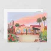 Southwest Desert Cactus Adobe House Postkarte (Vorne/Hinten)
