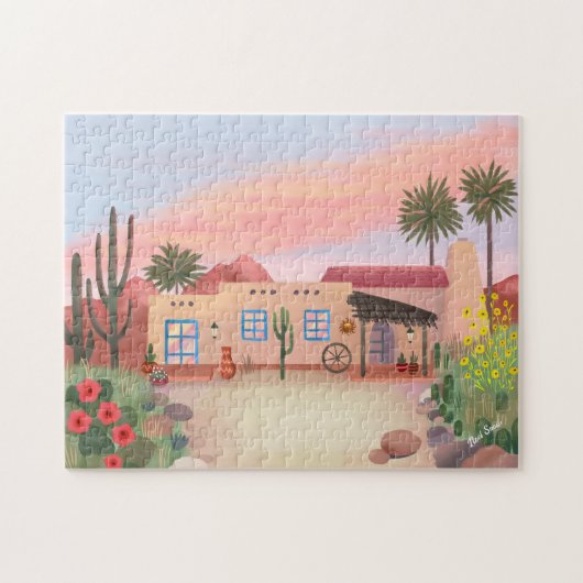 Southwest Desert Cactus Adobe House Puzzle (Horizontal)