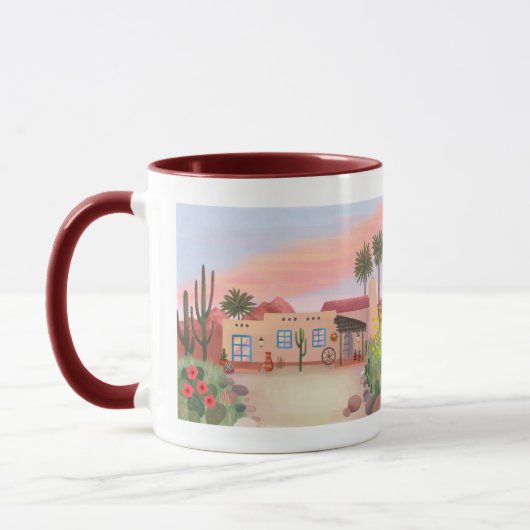 Southwest Desert Cactus Adobe House Tasse (Links)