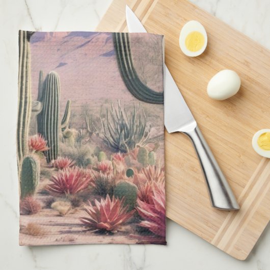 Southwest Desert Cactus Scene Geschirrtuch (Viertel Falte)