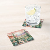 Southwest Desert Cactus Scene Rechteckiger Pappuntersetzer (Vor Ort)