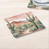 Southwest Desert Cactus Scene Rechteckiger Pappuntersetzer (angewinkelt)
