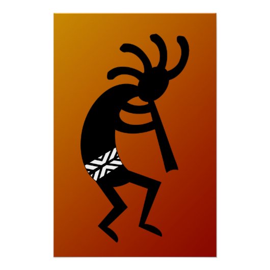 Southwest Design Wüste Sunset Kokopelli Poster (Vorderseite)