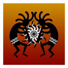 Southwest Design Wüste Tribal Sun Kokopelli Poster