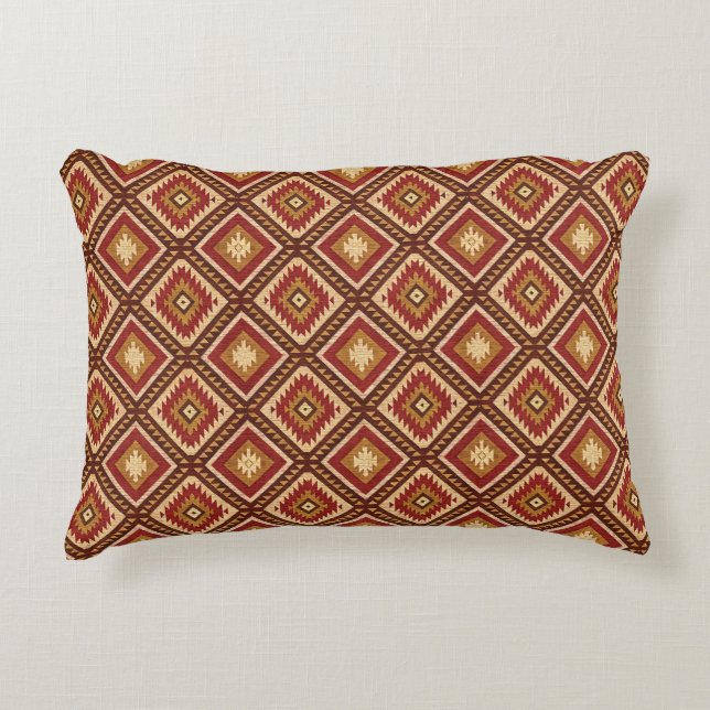 Southwest Diamond Rust Red & Beige Navajo Style Dekokissen (Vorderseite)