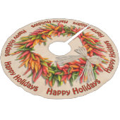 Southwest Festive Chile Ristra Wreath Personalized Polyester Weihnachtsbaumdecke (Schrägansicht)