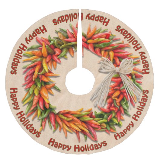 Southwest Festive Chile Ristra Wreath Personalized Polyester Weihnachtsbaumdecke (Vorderseite)