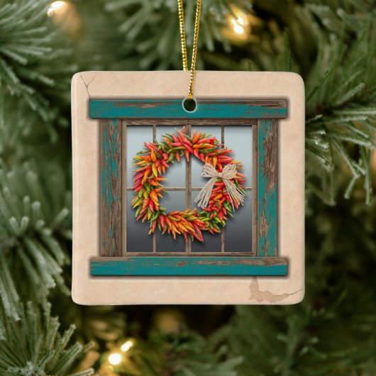 Southwest Festive Chile Wreath Personalized Keramikornament (Baum)