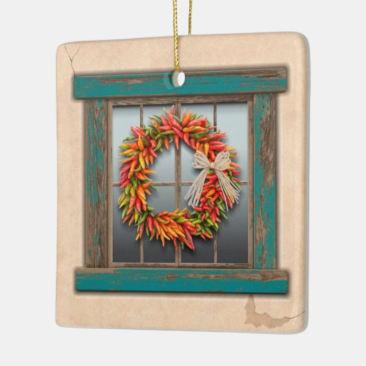 Southwest Festive Chile Wreath Personalized Keramikornament (Links)