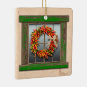 Southwest Festive Chile Wreath Window Personalized Keramikornament (Rechts)