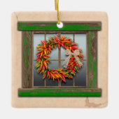 Southwest Festive Chile Wreath Window Personalized Keramikornament (Vorderseite)