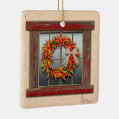 Southwest Festive Chile Wreath Window Personalized Keramikornament (Rechts)