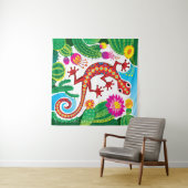 Southwest Gecko with Cactus Blossoms Wandteppich (Beispiel (Horizontal))