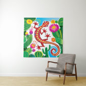 Southwest Gecko with Cactus Blossoms Wandteppich (Beispiel)