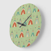 Southwest Geo Green Teepee Pattern Große Wanduhr (Winkel)