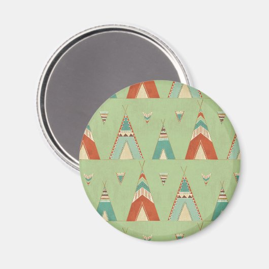 Southwest Geo Green Teepee Pattern Magnet (Vorderseite/Rückseite)